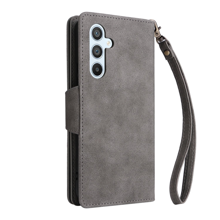 For Samsung Galaxy A54 Rivet Buckle 9 Cards Three Fold Leather Phone Case