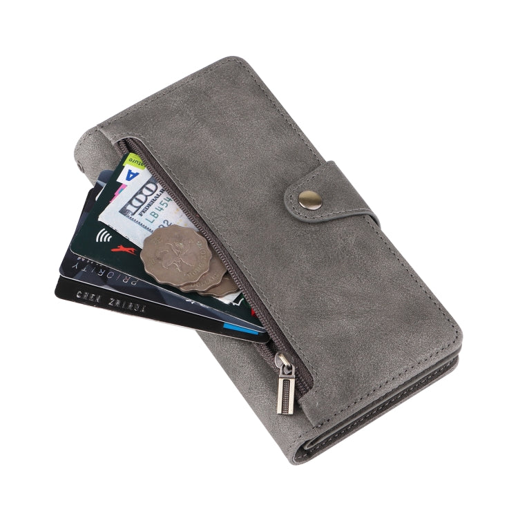 For Samsung Galaxy A54 Rivet Buckle 9 Cards Three Fold Leather Phone Case