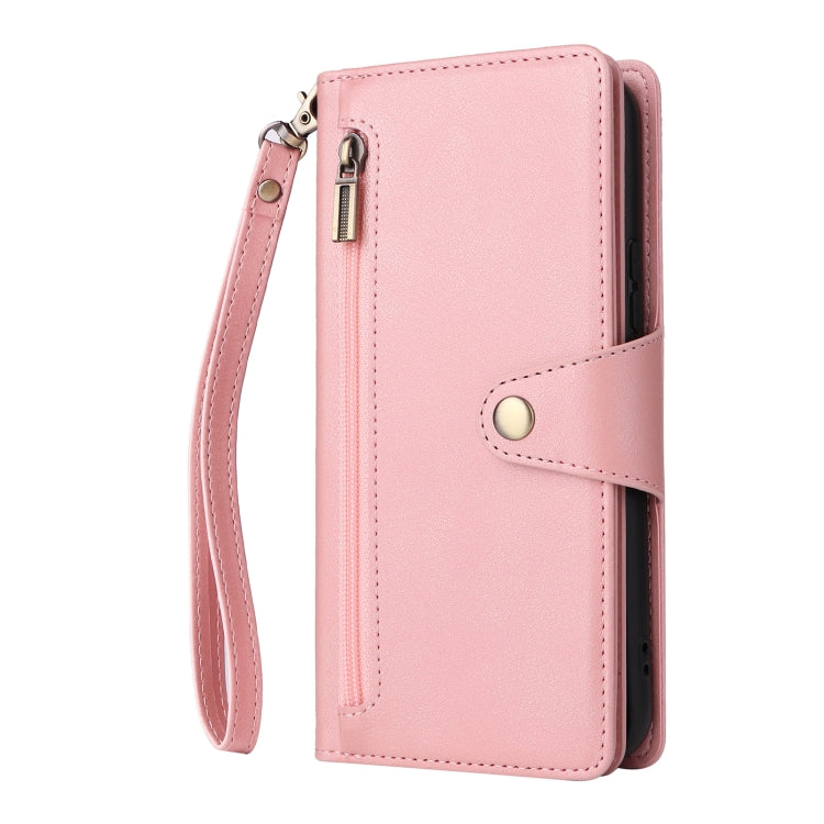 For Samsung Galaxy A54 Rivet Buckle 9 Cards Three Fold Leather Phone Case