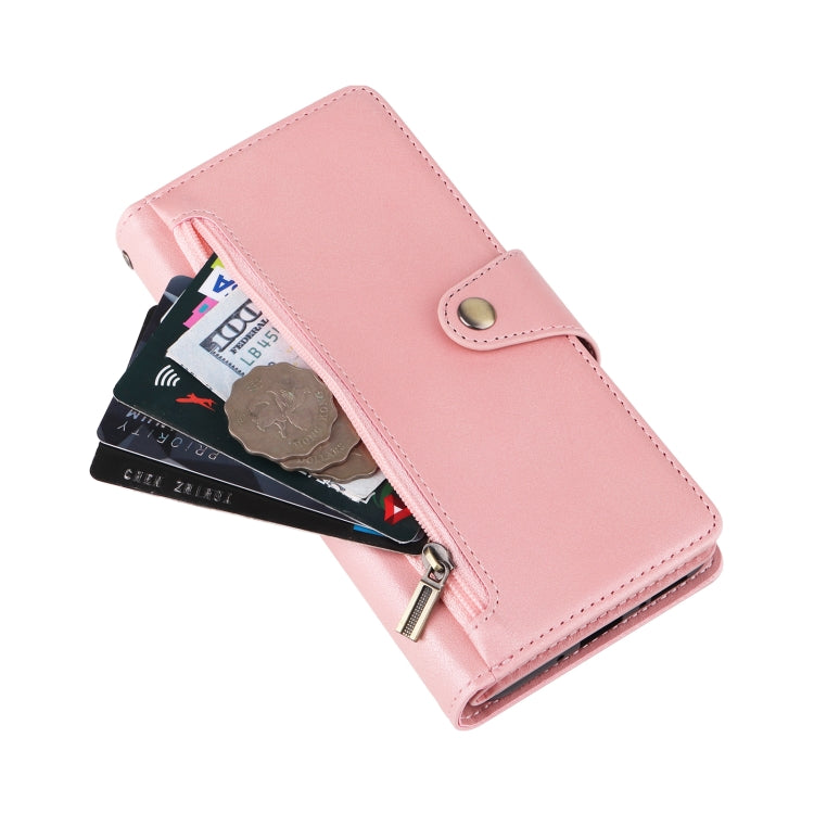 For Samsung Galaxy A54 Rivet Buckle 9 Cards Three Fold Leather Phone Case