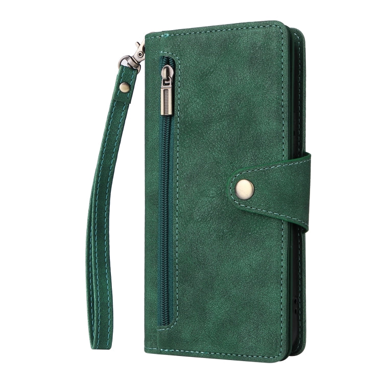 For Samsung Galaxy A54 Rivet Buckle 9 Cards Three Fold Leather Phone Case