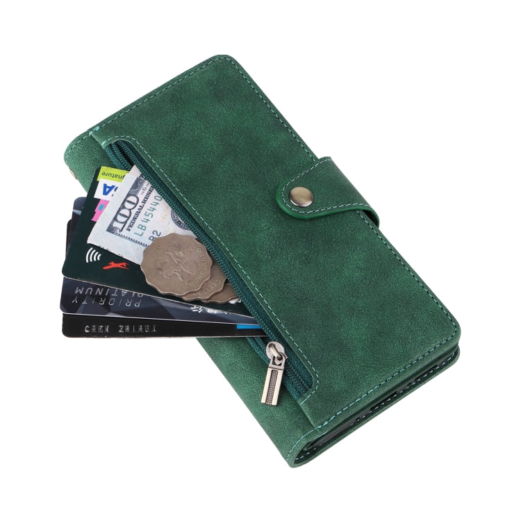For Samsung Galaxy A54 Rivet Buckle 9 Cards Three Fold Leather Phone Case