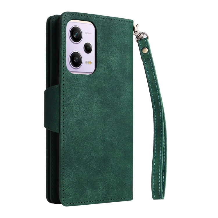 For Xiaomi Redmi Note 12 Pro 5G Speed / Note 12 Pro 5G Global / Poco X5 Pro Rivet Buckle 9 Cards Three Fold Leather Phone Case