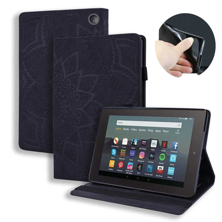 For Amazon Kindle Fire 7 2022 Calf Texture Embossed Flip Leather Tablet Case