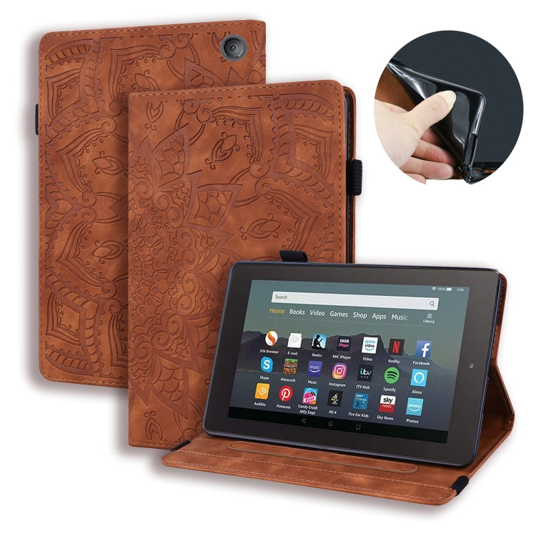For Amazon Kindle Fire 7 2022 Calf Texture Embossed Flip Leather Tablet Case
