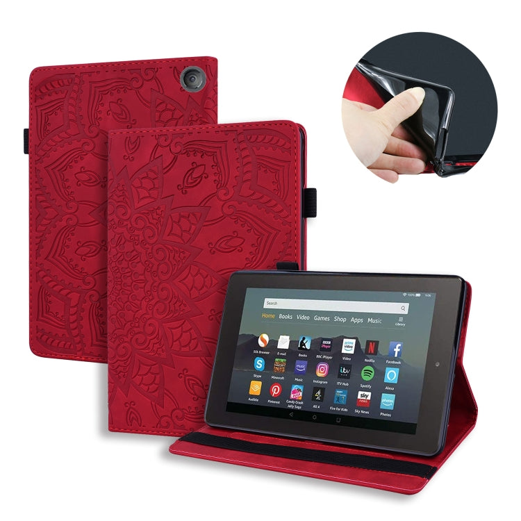 For Amazon Kindle Fire 7 2022 Calf Texture Embossed Flip Leather Tablet Case