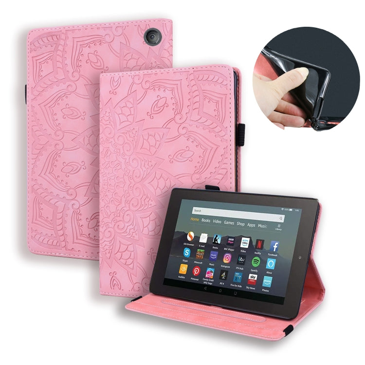For Amazon Kindle Fire 7 2022 Calf Texture Embossed Flip Leather Tablet Case
