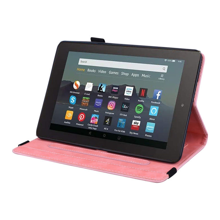 For Amazon Kindle Fire 7 2022 Calf Texture Embossed Flip Leather Tablet Case