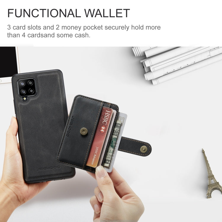 For Samsung Galaxy A22 4G JEEHOOD RFID Blocking Anti-Theft Magnetic PU Phone Case