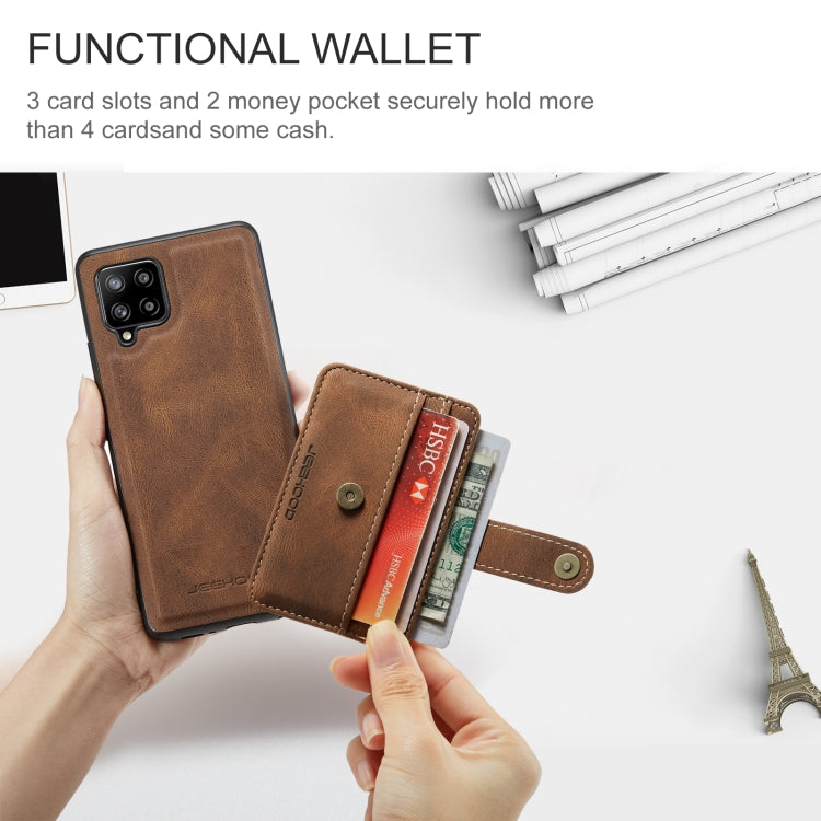 For Samsung Galaxy A42 5G JEEHOOD RFID Blocking Anti-Theft Magnetic PU Phone Case