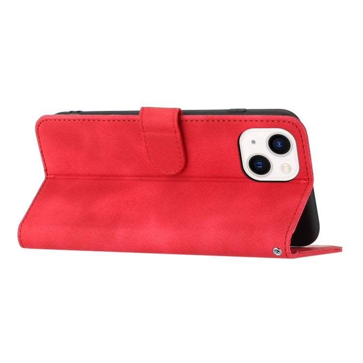 For iPhone 14 Heart Pattern Skin Feel Leather Phone Case