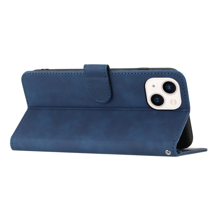 For iPhone 14 Heart Pattern Skin Feel Leather Phone Case