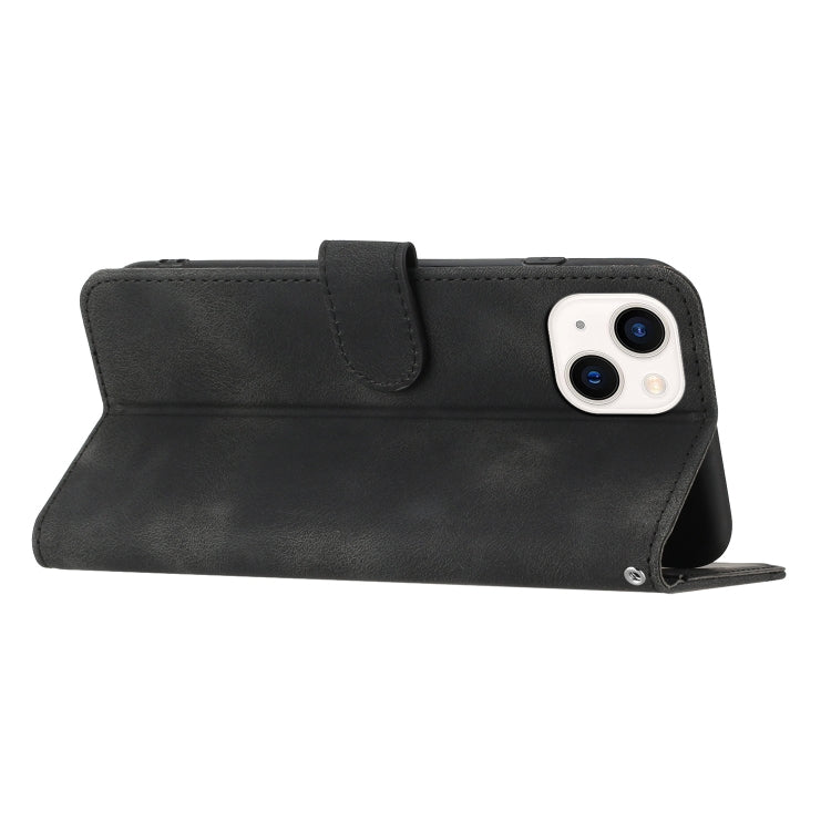 For iPhone 14 Heart Pattern Skin Feel Leather Phone Case