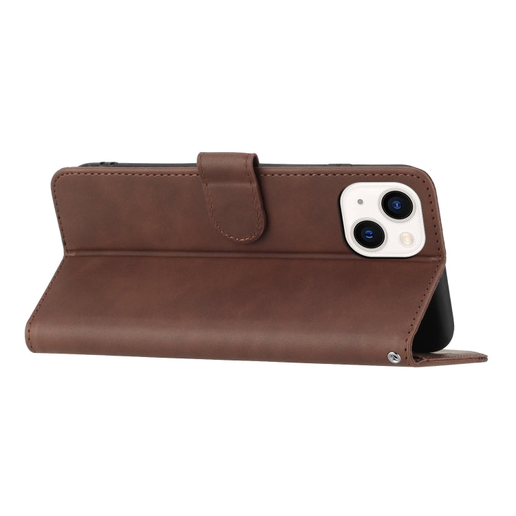 For iPhone 14 Heart Pattern Skin Feel Leather Phone Case