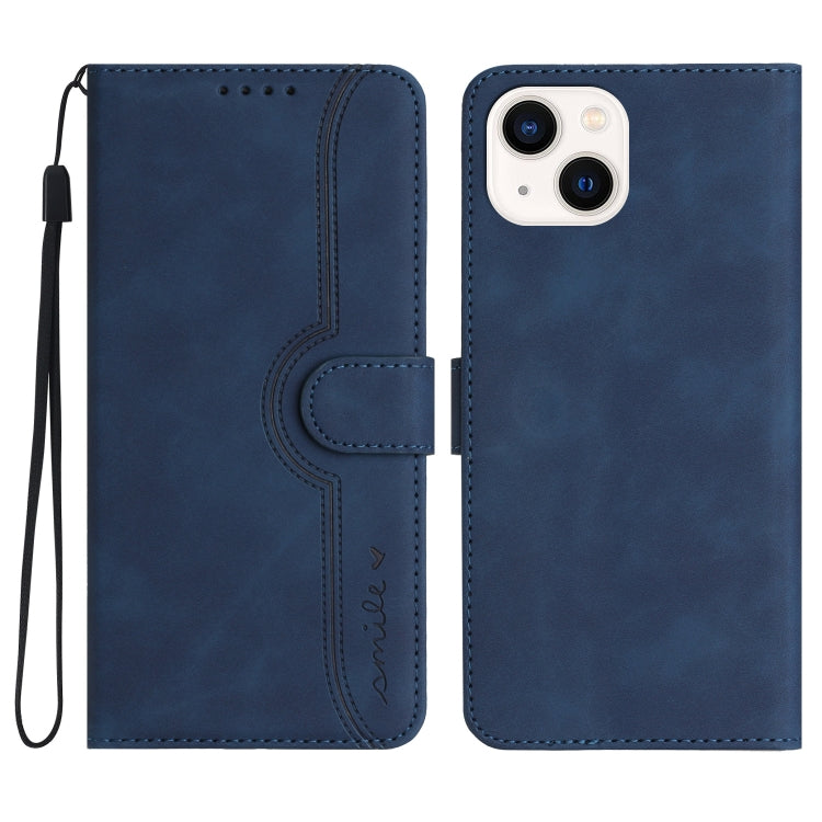 For iPhone 14 Plus Heart Pattern Skin Feel Leather Phone Case