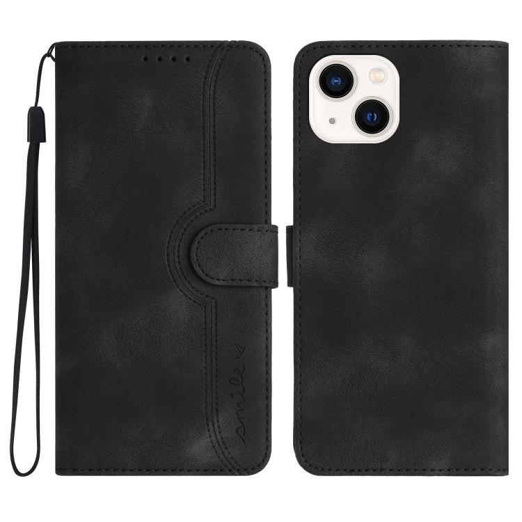 For iPhone 14 Plus Heart Pattern Skin Feel Leather Phone Case