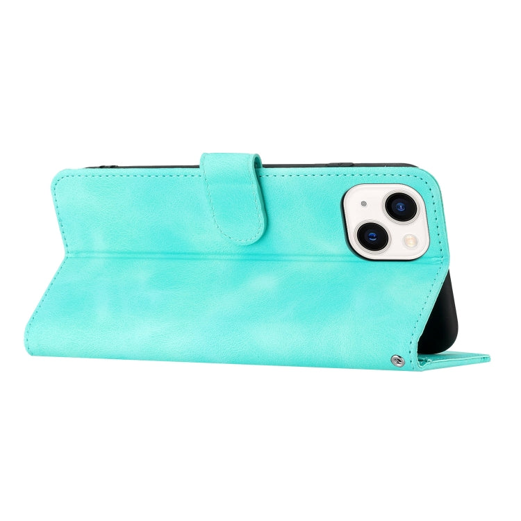 For iPhone 14 Plus Heart Pattern Skin Feel Leather Phone Case
