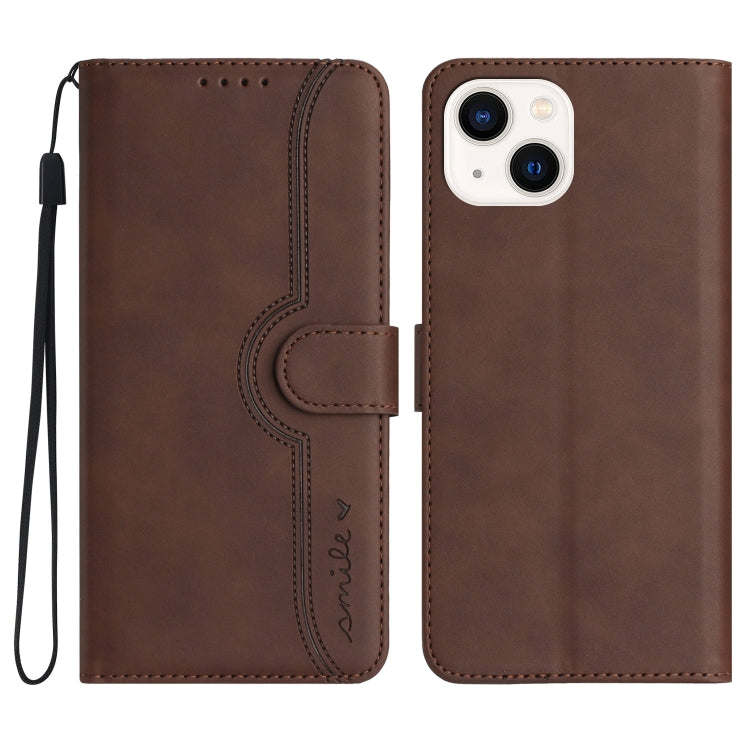 For iPhone 14 Plus Heart Pattern Skin Feel Leather Phone Case