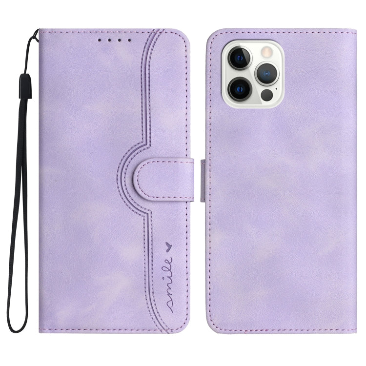 For iPhone 12/12 Pro Heart Pattern Skin Feel Leather Phone Case
