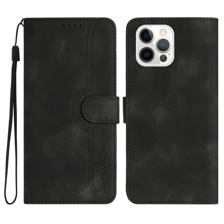 For iPhone 12/12 Pro Heart Pattern Skin Feel Leather Phone Case