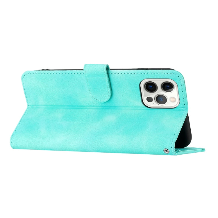 For iPhone 12/12 Pro Heart Pattern Skin Feel Leather Phone Case