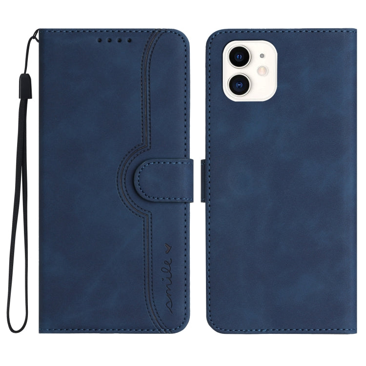 For iPhone 12 mini Heart Pattern Skin Feel Leather Phone Case
