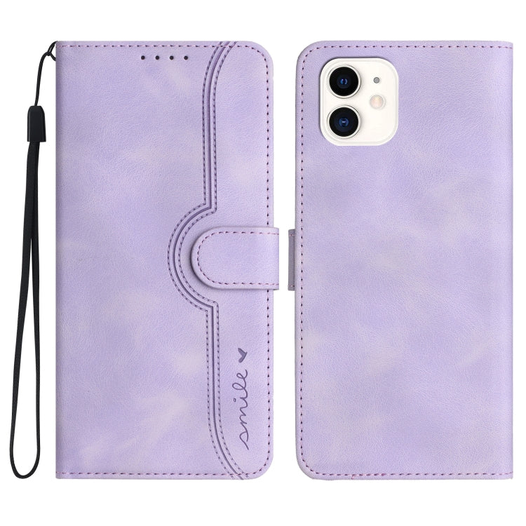 For iPhone 12 mini Heart Pattern Skin Feel Leather Phone Case