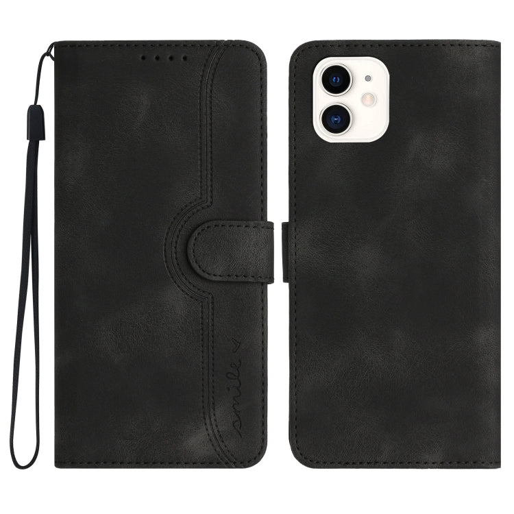 For iPhone 12 mini Heart Pattern Skin Feel Leather Phone Case