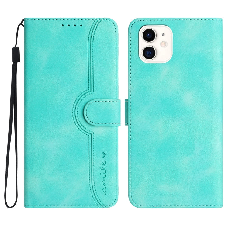 For iPhone 12 mini Heart Pattern Skin Feel Leather Phone Case