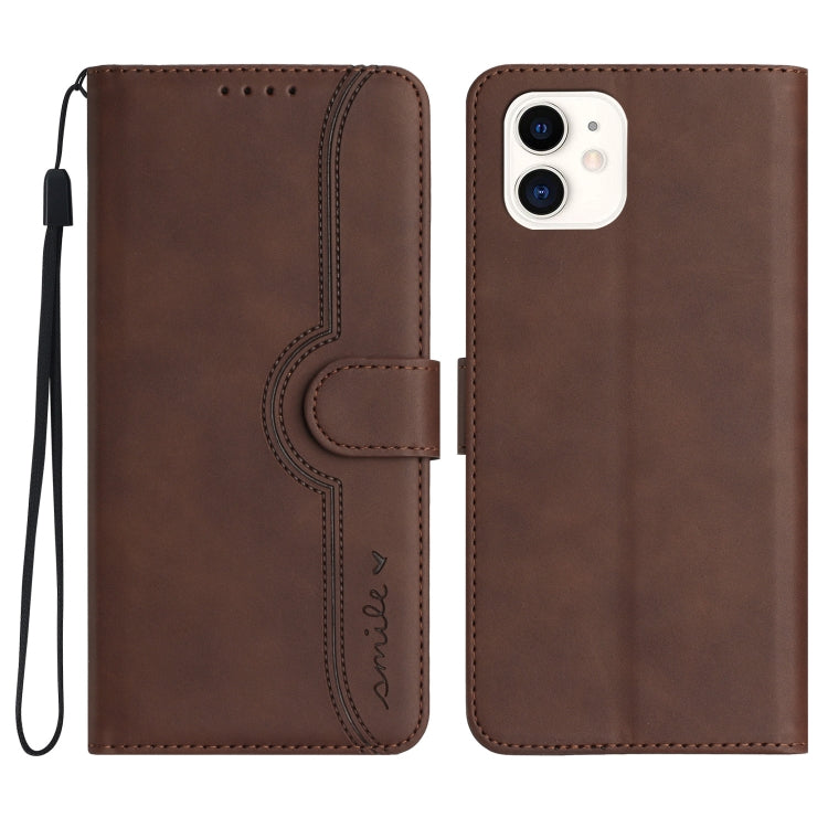 For iPhone 12 mini Heart Pattern Skin Feel Leather Phone Case