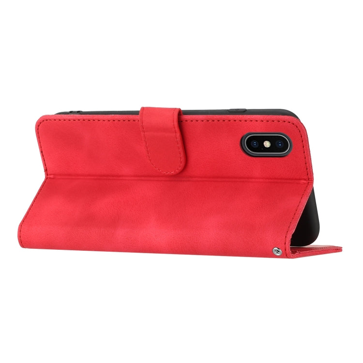 For iPhone X/XS Heart Pattern Skin Feel Leather Phone Case