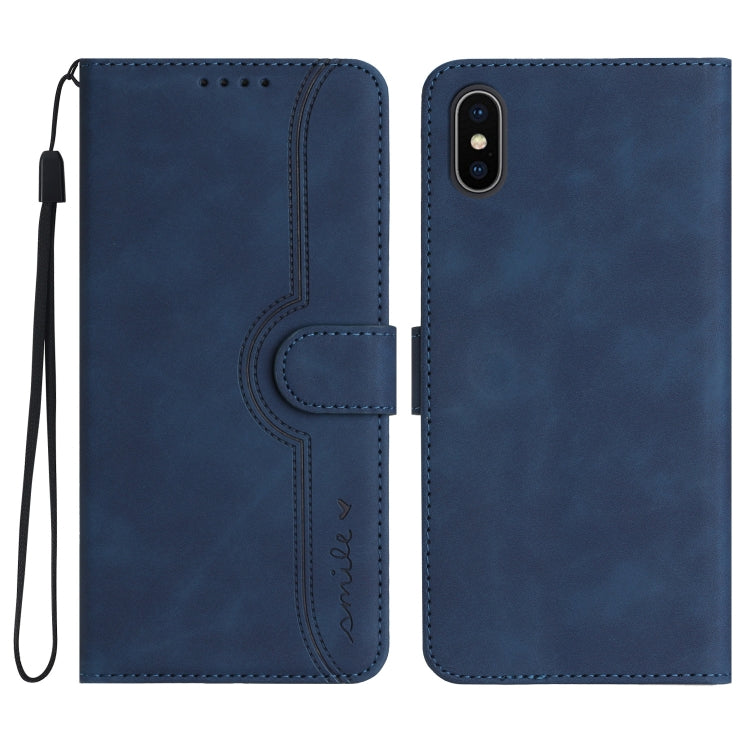 For iPhone X/XS Heart Pattern Skin Feel Leather Phone Case