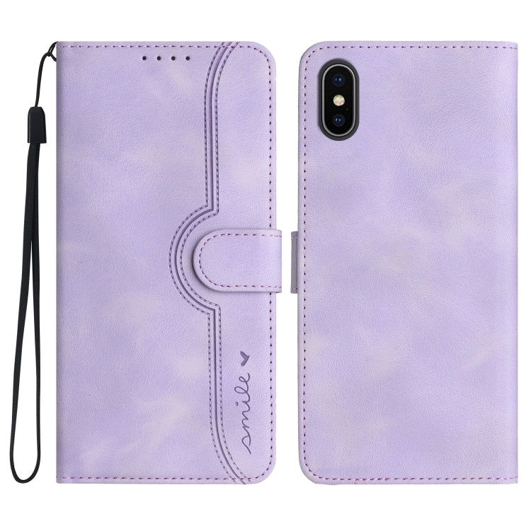 For iPhone X/XS Heart Pattern Skin Feel Leather Phone Case