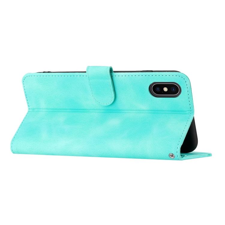 For iPhone X/XS Heart Pattern Skin Feel Leather Phone Case