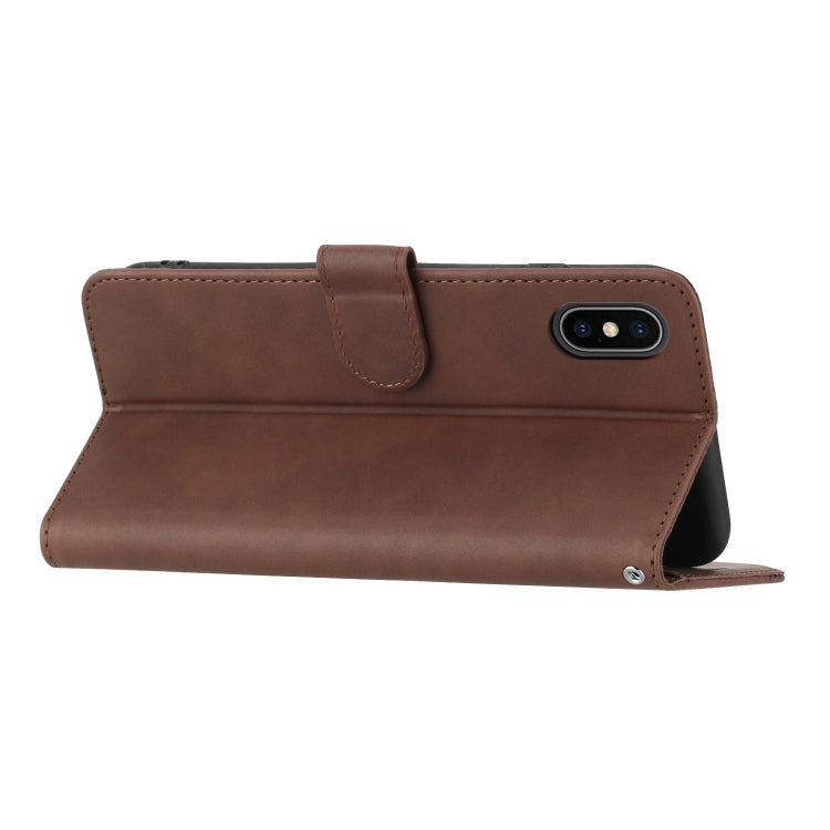 For iPhone X/XS Heart Pattern Skin Feel Leather Phone Case