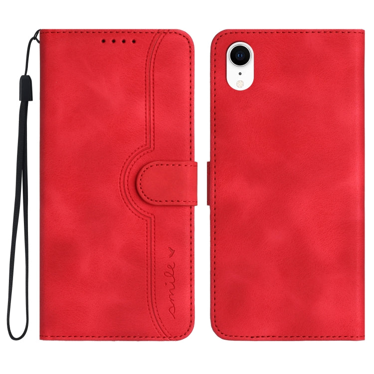 For iPhone XR Heart Pattern Skin Feel Leather Phone Case