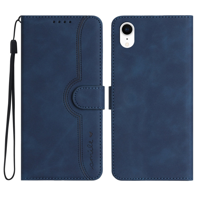 For iPhone XR Heart Pattern Skin Feel Leather Phone Case