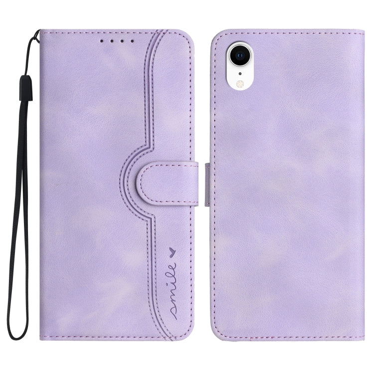 For iPhone XR Heart Pattern Skin Feel Leather Phone Case