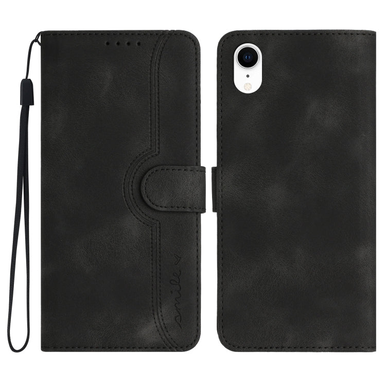 For iPhone XR Heart Pattern Skin Feel Leather Phone Case