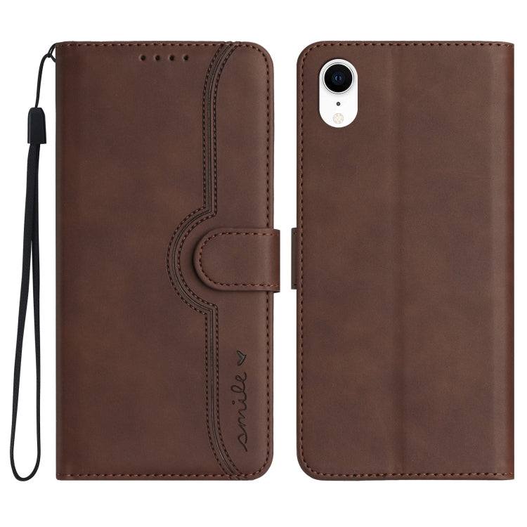 For iPhone XR Heart Pattern Skin Feel Leather Phone Case