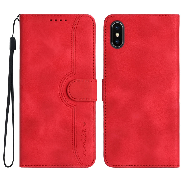 For iPhone XS Max Heart Pattern Skin Feel Leather Phone Case