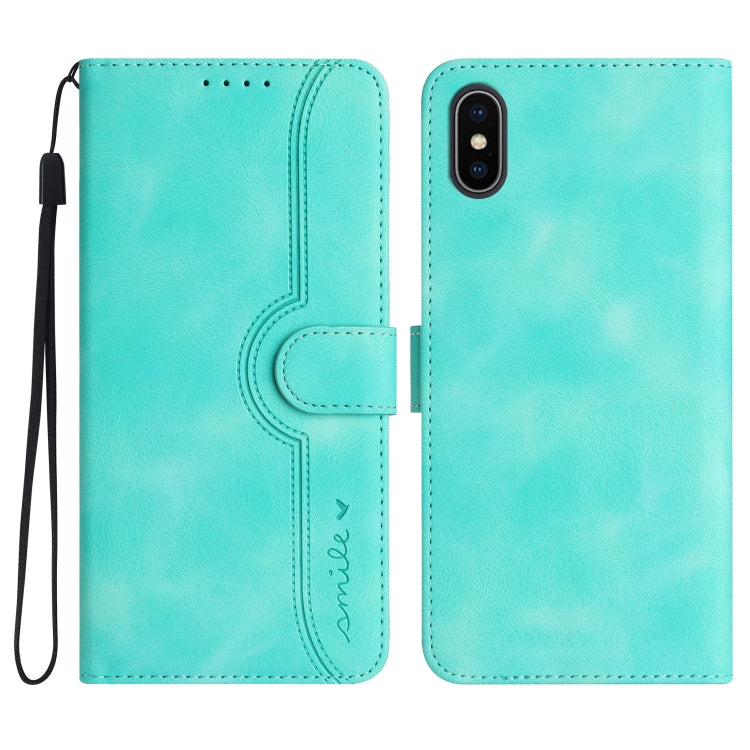 For iPhone XS Max Heart Pattern Skin Feel Leather Phone Case