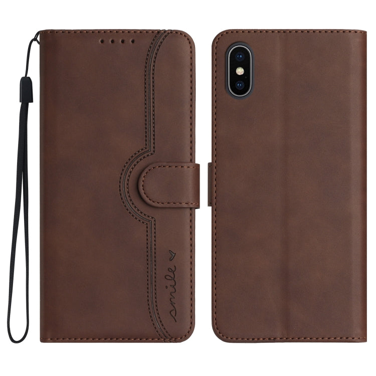 For iPhone XS Max Heart Pattern Skin Feel Leather Phone Case