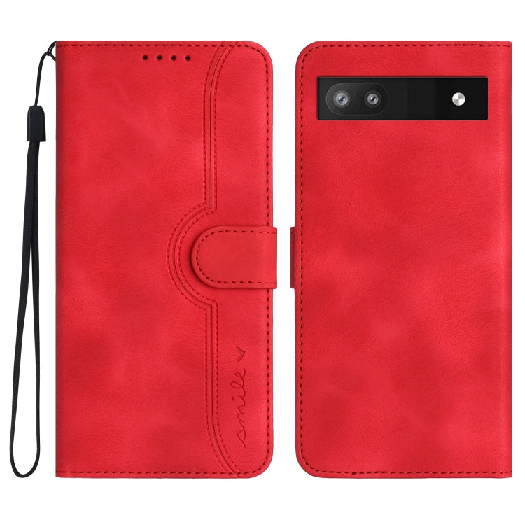 For Google Pixel 6a Heart Pattern Skin Feel Leather Phone Case