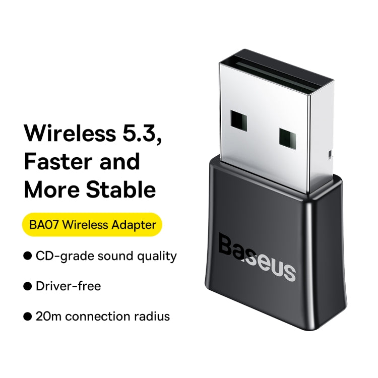 Baseus BA07 Bluetooth 5.3 USB Bluetooth Adapter(Black)