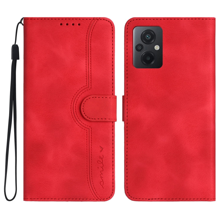 For Xiaomi Poco M5 Heart Pattern Skin Feel Leather Phone Case