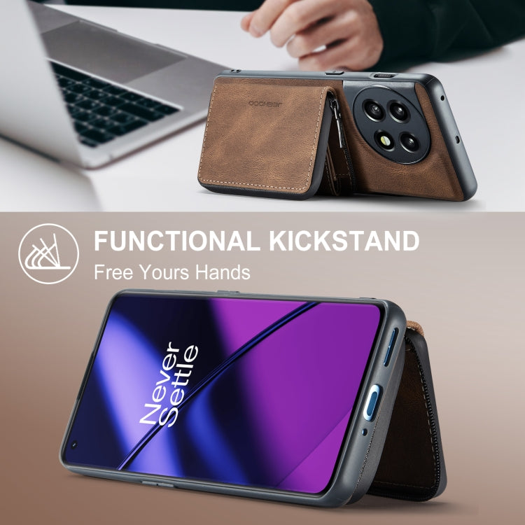 For OnePuls 11 JEEHOOD Magnetic Zipper Horizontal Flip Phone Leather Case