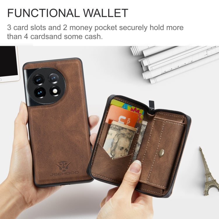 For OnePuls 11 JEEHOOD Magnetic Zipper Horizontal Flip Phone Leather Case