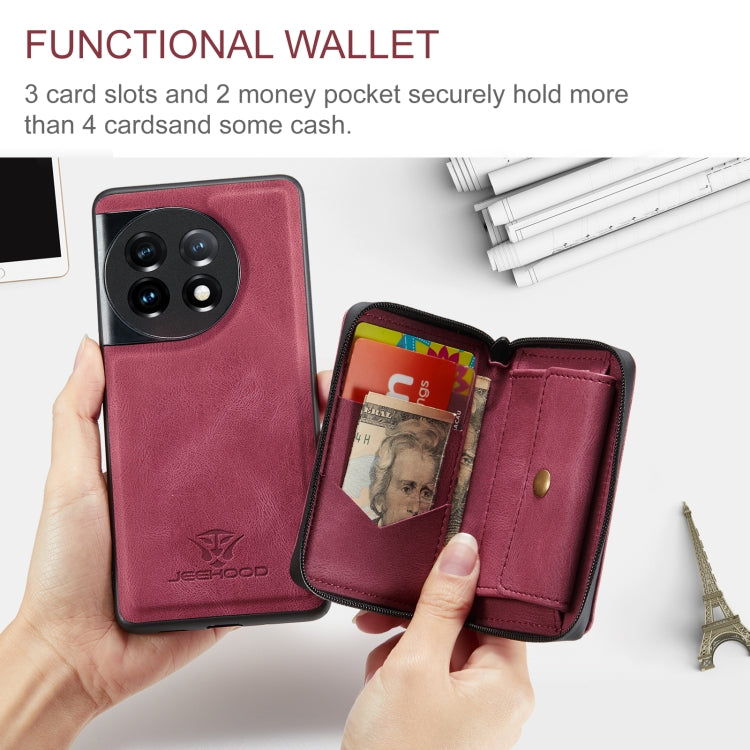 For OnePuls 11 JEEHOOD Magnetic Zipper Horizontal Flip Phone Leather Case