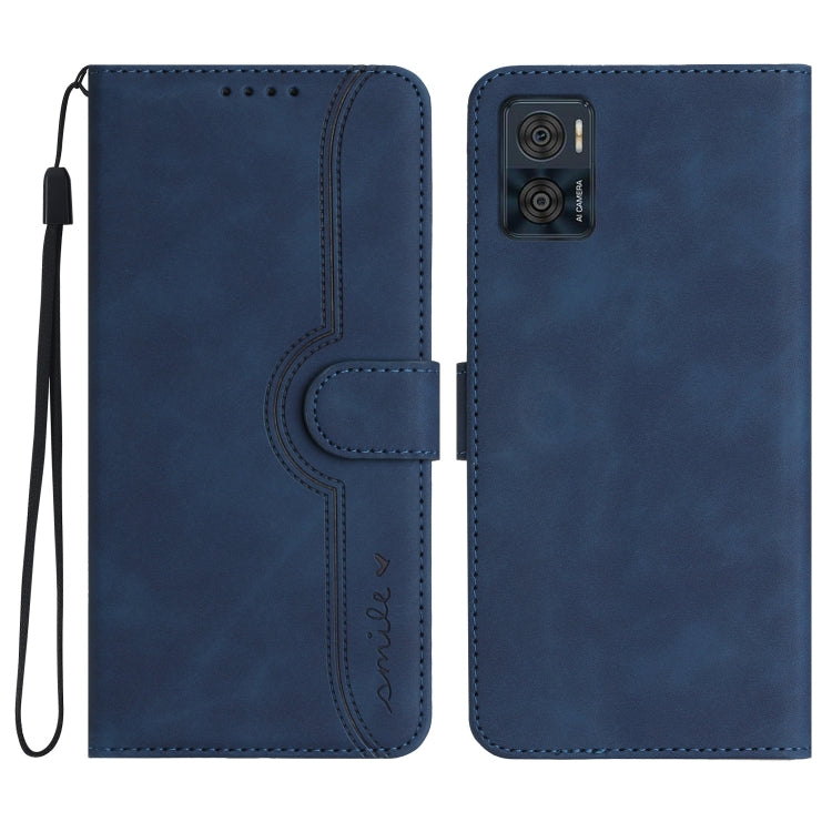 For Motorola Moto E22 Heart Pattern Skin Feel Leather Phone Case